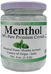 Silky Scents 4 oz Premium Menthol Crystals 100% Pure Organic and Natural in Glass Jar
