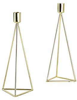 ECHTWERK 2-teiliges Teelicht-/ Kerzenhalter Set Modern Big, Gold-Edition, Geometrisches Design, Votiv Kerzenhalter für Wohnzimmer/Esstisch, Tischdeko für Hochzeiten, 9,5 x 9,5 x 24,2 cm