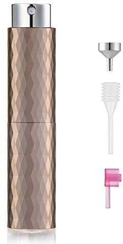 Toureal Aluminio 8ml Atomizador Perfume Recargable, Perfumador Dispensador de Viaje, Spray Pulverizador Pequeño para Colonia (Marrón)