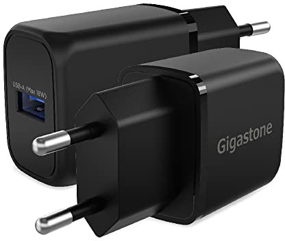 Gigastone USB Ladegerät 2-Pack 18W USB Netzteil, Schnellladegerät QC3.0 Kompatibel Mit iPhone 15/14/13/12, iPad, Galaxy S23