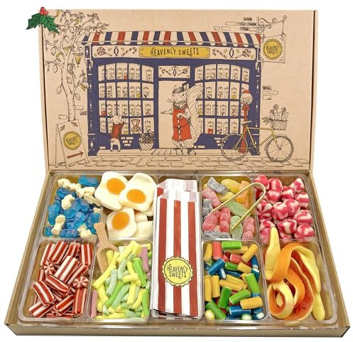 Heavenly Sweets | Panier de bonbons gélifiés de 1,2 kg | Bonbons moelleux britanniques Pick n Mix | Panier-cadeau anglais pour anniversaire, Fête Des Pères, fête des mères, Pâques