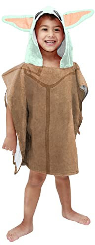 Jay Franco Star Wars The Mandalorian Grogu Baby Yoda Kapuzenponcho Badetuch, 56 x 56 cm, 100 % Baumwolle