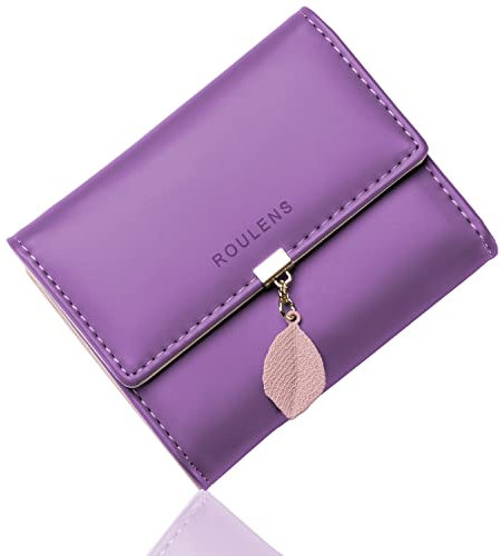 Roulens Portefeuille pour Femme avec Blocage RFID, Petit et en Format Court, en Cuir synthétique, Petit Portefeuille pour Femme, la Couleur est très Belle avec Plusieurs Compartiments, A/Violet