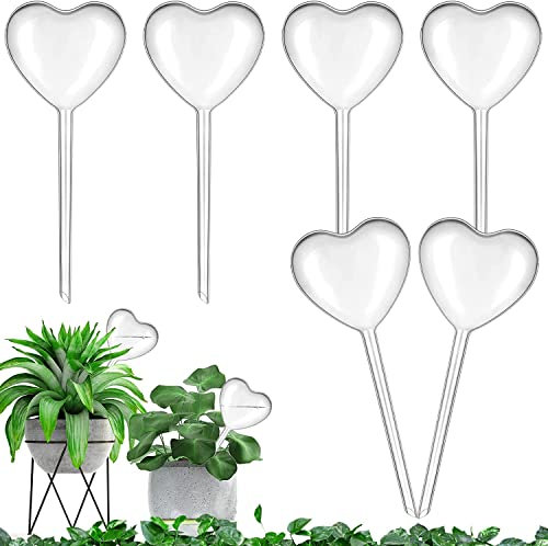 BEAUTYBIGBANG 6 Stück Große Pflanzen Gießkugeln - 25x10cm Herz Pflanzen Bewässerungskugeln Topfpflanzen Selbstbewässerung PVC Bewässerung-Kugeln Wasserspender für Pflanzen