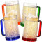 Fasmov Gefrierschrank-Bierkrug, doppelwandig, Gel, Frost-Eisbecher, Kunststoff-Bierkrug mit Griffen für Partys und Geschenke, 473 ml (Blau, Rot, Orange und Grün), 4 Stück