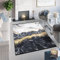 TAPISO Toscana Teppich Bedruckter Teppich Grau Gold Schwarz Marmor Fransen Waschbar rutschfest Wohnzimmer Schlafzimmer Büro Modern Design 160 x 230 cm