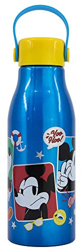 Botella de agua infantil de aluminio de 760 ml con asa en el tapón de Mickey Mouse