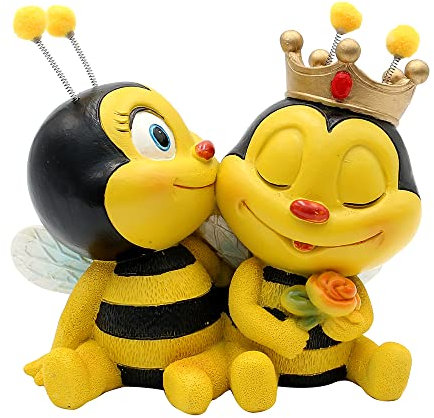 Statuette Couple d'abeilles Assis Décoration de Jardin polyrésine Dimensions (L x l x H) env. 7 x 12 x 12 cm