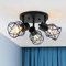 CELAVY LED Deckenstrahler 3 Flammig - Vintage Deckenleuchte Spot, Deckenlampe Strahler E14 Schwenkbar, Lampe Decke Wohnzimmer Schlafzimmer Küche Flur, Deckenspot Metall ohne Leuchtmittel, Schwarz