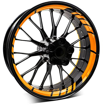16-teiliges Set Felgenrandaufkleber Sticker für Motorrad Auto Felgen Design Komplett Set Felgenaufkleber für 15 16 17 18 19 Zoll MR020 (03 Neon Orange)