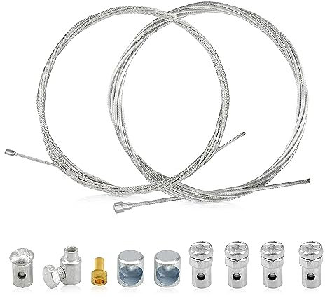 PUCIO 2 Stück 2M Universal Reparaturset Gaszug Schaltzug Kupplungszug Fahrrad Roller Mofa Moped mit 9x Nippel Motorrad Universal Seilzug für Mofa Moped, Fahrrad, Roller