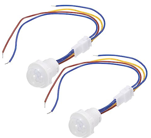 sourcing map Motion Sensor Light Switch, 85-265V PIR Human Activated Sensor with Light Sensor for LED Light 2Pcs