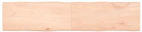 vidaXL Tischplatte, Holzplatte für Tisch Esstisch Couchtisch, Massivholzplatte Handgefertigt mit Baumkante, Ersatztischplatte Scharnierdesign, 180x40x(2-4) cm Massivholz Unbehandelt