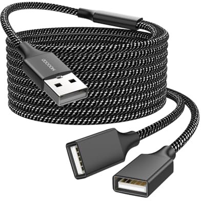 MOGOOD USB Extension Cable, 3ft/1m, USB A Male to 2 Female, Splitter, High Speed, Braided, Data Transfer, Compatible with Printer, Keyboard, Flash Drive, Playstation