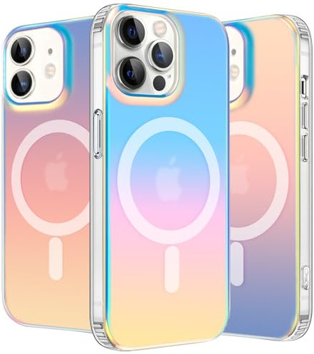 nicekool Hülle für iPhone 12/12 Pro 6,1 Zoll, Kompatibel mit MagSafe, magnetische HandyHülle Case für iPhone 12/12 Pro Schutzhülle Kratzfeste Rückseite Durchscheinende Matt, Schillernd Fluoreszierend