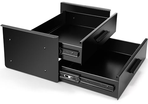 Menkxi Schubladenaufbewahrung unter dem Schreibtisch, 40,6 x 30,5 x 20,3 cm, ausziehbarer Organizer, montiert, Metall, verschiebbar, versteckt unter der Theke, Schublade vertikal gestapelt für Büro