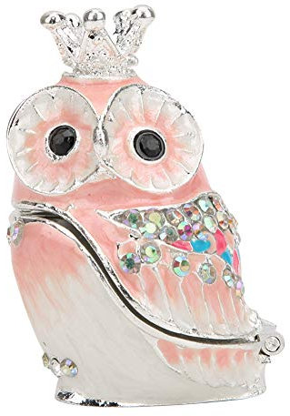 WERTSWF Handbemalte Emaillierte Schmuckschatulle, Eulen-Figur, Ornament, Eulen-Schmuck-Organizer, Schmuckschatulle, Ringe, Ohrringe, Halskette, Aufbewahrung, Heimdekoration, Kunsthandwerk