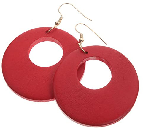 Holibanna Holzohrringe Damen Kreis Geometrisch Geformte Ohrringe Runde Baumelnde Ohrhänger Schmuck Für Frauenohrringe