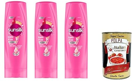 3x Sunsilk Balsamo Scintille Di Luce Balm Sparkles of Light 200ml+ Italian Gourmet polpa 400g