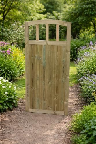Wooden Doom Top TVG Garden Gate Pedestrian Gate Wooden Pressure Treated 5ft 150cm, (150cm High x 99cm Wide x 5cm Deep)