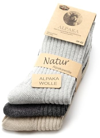 Fuchs Camper NEU 85% Alpaka Wolle 3 Paar Alpaka Socken Wollsocken Herren Damen Wintersocken
