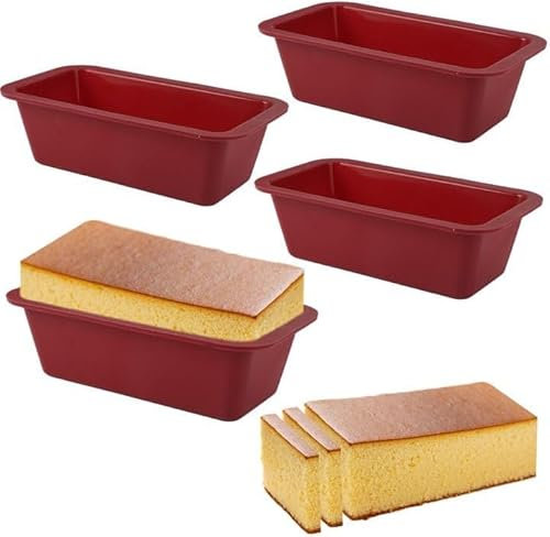 4 Pièces Moule Cake Silicone Rectangulaire,15.5x8.5x4.5cm Moule à Cake Silicone,Petit Moule a Cake à Revêtement Antiadhésif,Moule Cake Pain pour le Pain,les Toasts,les Snacks et Bien Plus Encore