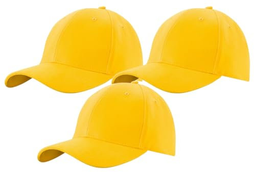 MFAZ Morefaz Ltd Set 3X Herren Baseballkappe Cap Verstellbarer Riemen Baseball Mütze (DE/NL/SE/PL, Alphanumerisch, M, XL, Yellow)