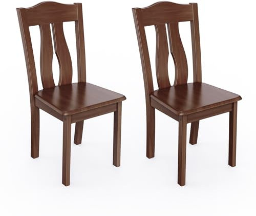 MORDEER Juego de 2 Sillas de Comedor de Madera Maciza Sillas de Cocina Modernas de Mediados de Siglo de Listones Sillas de Cocina sin Brazos para Comedor Cocina Tocador Sala de Estar Nogal