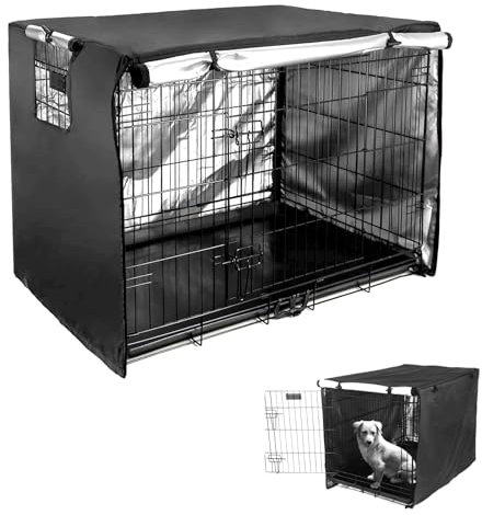 Hundekäfigabdeckung, 48x30x33in Hundekaefig Abdeckung für Hundehütten Langlebig Winddicht Wasserdichter Hundebox Abdeckung Faltbar Hundekäfig Hunde-Zubehör für den Innen- und Außenbereich