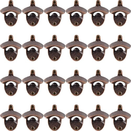 HAIICEN 24 Packs Beer Bottle Opener Wall Mounted Bulk, Old Fashion Screw in Wall Soda Top Opener Stainless for DIY Cooler Caddy Table
