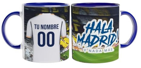 LA CASA DE LA TAZA | Taza Personalizada Fútbol | Tazas de Desayuno equipo de Fútbol | Regalo Original para Aficionados del Futbol | Real Madrid Niño Regalos | Regalos Originales (REAL MADRID)