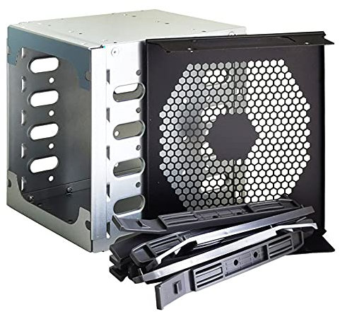 Runioney Rack de Jaula de Disco Duro HDD de Gran Capacidad de 5,25 Pulgadas una 5 X 3,5 Pulgadas Bandeja de Disco Duro SAS SATA para Computadora Accesorios
