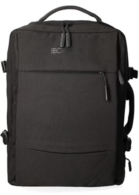B. Cavalli Unisex Rucksack 100% Nylon Vegan Produkt Fashion BC1339 Schwarz 30x42x16cm, Schwarz , Permanent