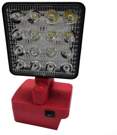 Luce LED senza fili con testa rotante e doppi interruttori di controllo compatibile con batterie agli ioni di litio da 18 V