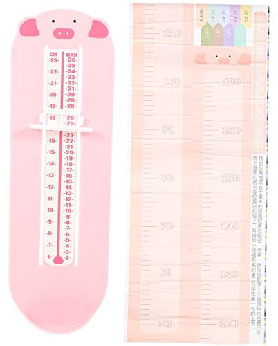 QUMIIRITY 2 Sätze Höhenmaßband Kinder Werkzeuge Für Kinder Fußgrößenmesser Fußmesslineal Höhenmessung Für Kinder Wandtattoo Mit Messlatte Fußmessinstrument Schuhmessgerät Plastik Rosa