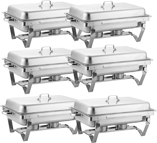 AFLEPCBRQ Chafing Dish Buffet Set 11L with Two Evenly Heated Rectangular Four Piece Holders, Water and Food Tray Lid for Parties/Dinner/Puffer/Banquet/Wedding,Two