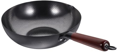 Cabilock Sartén De Hierro Antiadherente Wok De Cocina Wok Para Estufa Mango De Sartén Para Saltear Para Cocina Asiática Multifuncional Para Casa