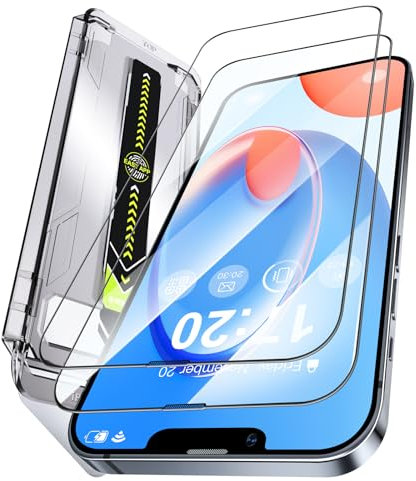 PuyaTeya Unbreak 9H Glass for iPhone 13 pro MAX/14 plus Screen Protector [Auto-Dust Removal, Bubble Free] 1:1 Full-Coverage Tempered Glass Ultra HD Clear, Case Friendly, 2-Pack