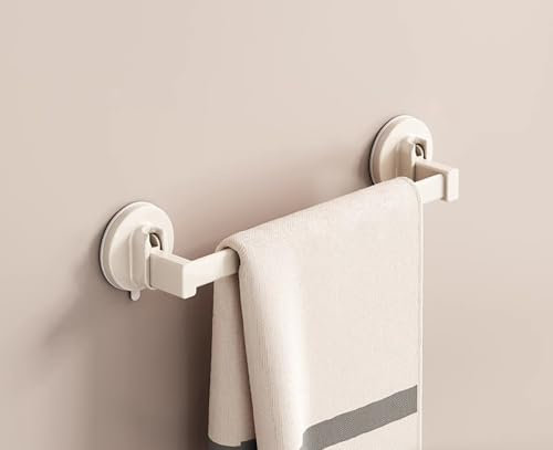 LNGFSH Porta Asciugamani Ventosa in Alluminio,Portasciugamani Senza Foratura Portaasciugamano da Bagno per Bagno Cucina (Beige,30cm)