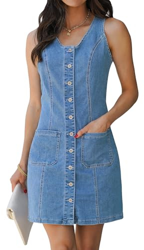 luvamia Casual Summer Dresses for Women Womens Jean Skirt Medium Blue