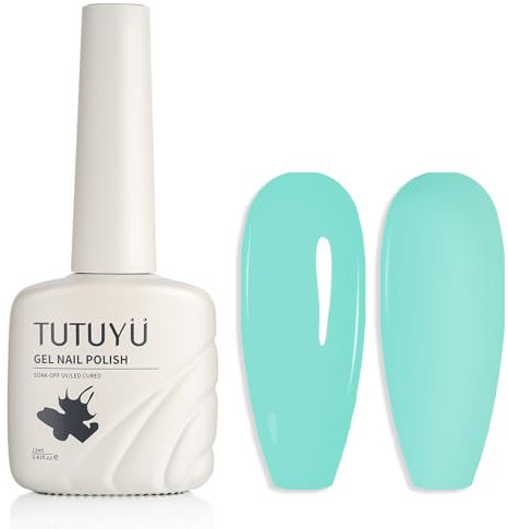 TUTUYU Bright Light Blue Gel Nail Polish for Manicure or Pedicure, 12ml Soak Off Nail Lamp Gel Polish Color for Spring Summer, Gift for Girls Women - GP0127