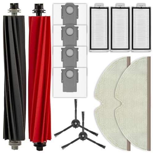 (13 Pack) Q5 Pro Replacement Parts Compatible with Roborock Q5 Pro/ Q5 Pro+/ Q8 Max/ Q8 Max+ Robot Vacuum Cleaner Accessories Kit, 2 Roller Brushes, 2 Side Brushes, 3 Filters, 4 Dust Bags, 2 Mop Pads
