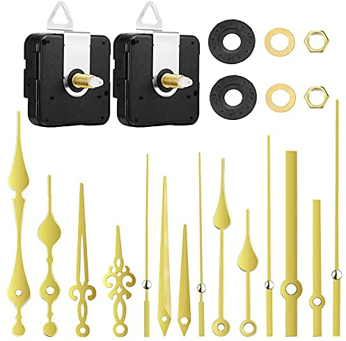 Qusedwey 2Pcs 20mm Clock Movement Mechanism Quartz DIY Clock Movement with 5 Gold Pairs of Hands Clock Repair Parts Replacement