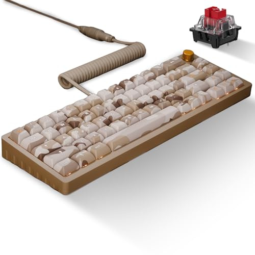 Das Keyboard DeltaForce 65 Desert Camo Mechanical Keyboard – Hot-Swappable Switches, PBT Sublimation Keycaps, CNC Aluminum Gasket Mount, RGB Backlit – Compact Gaming & Typing Keyboard