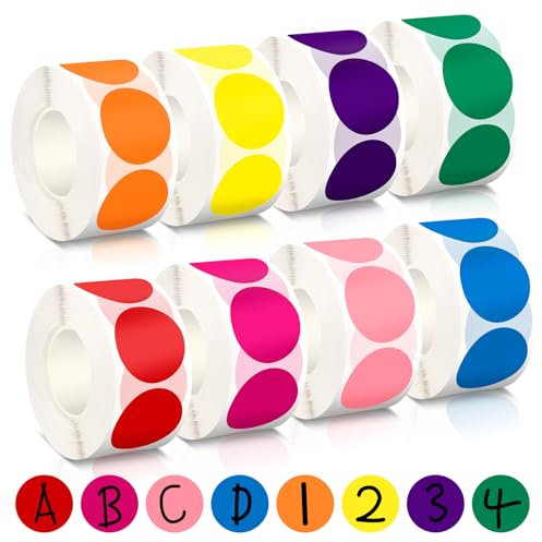 Lanovuto 4000 Stück Klebepunkte Bunt, 25 mm Punkte Aufkleber Rund 8 Farben, Glue Dots, Markierungspunkte für DIY, Büro, Kalende