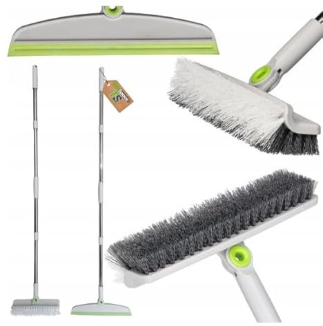 ToolSpace Bodenscheuerbürste 127 cm Teleskopgriff, 2er Set: Schabbürste und Bodenschrubber Steife Borsten Duschschrubber Reinigung von Terrasse Bad Garage Küche Wanne Teppiche Fugenbürste Bodenschaber