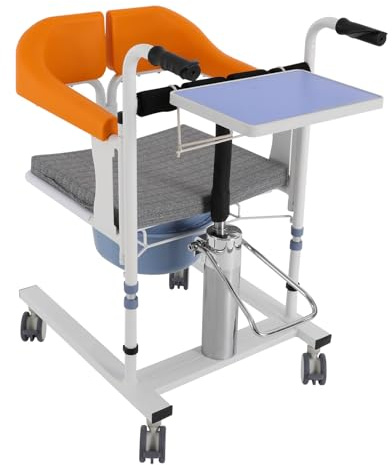 Silla de transferencia hidráulica para pacientes - 220 kg - Sistema hidráulico multifunción - Altura ajustable - Asiento dividido a 180° - Manivela de control para elevación y descenso