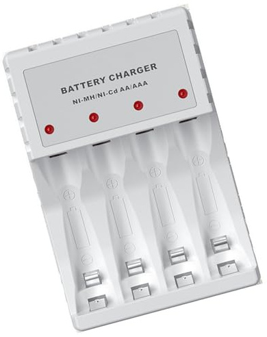 MMSKY USB-Schnelllade-Hubs für AA 3 A wiederaufladbare Batterien mit unabhängigen 4-Steckplätzen und LED-Anzeigen, Stromquellen