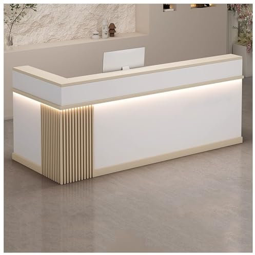 FENGZEQUAN Empfangstheke, Empfangstresen, Rezeption, Rezeptionstheken, Laden-Theke Verkaufstheke Verkaufstisch, Büromöbel Rezeptionsmöbe mit Schubladen und Schrank(B2,100cm/39in)