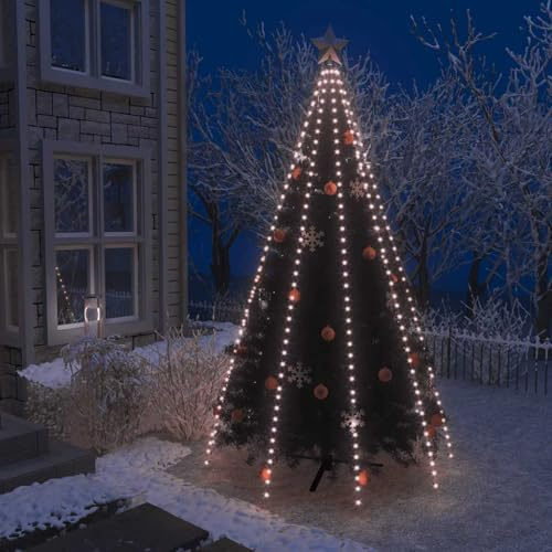 Hommdiy Weihnachtsbaum-Lichternetz mit 400 LEDs 400 cm Beleuchtet Tannenbaum mit Erdspießen Christbaum LEDs 8 Lichteffekte Weihnachtsdeko Lichterbaum Innen Außen